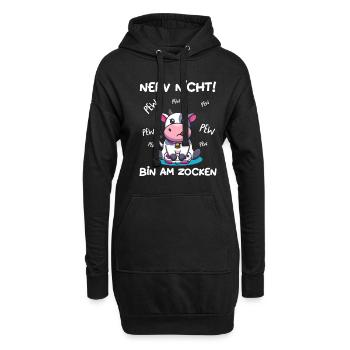 Bin am Zocken Gaming Kuh - Hoodie-Kleid - Schwarz - Vorne