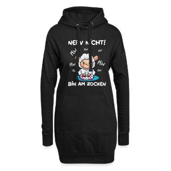Bin am Zocken Gaming Schaf - Hoodie-Kleid - Schwarz - Vorne