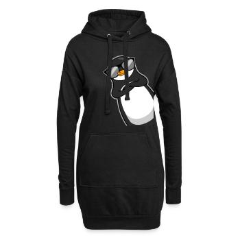 Lustiger Pinguin Mit Sonnenbrille Cooles Geschenk - Hoodie-Kleid - Schwarz - Vorne