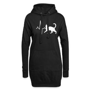 Battement de cœur de chat - Sweat-shirt à capuche long Femme - noir - Devant