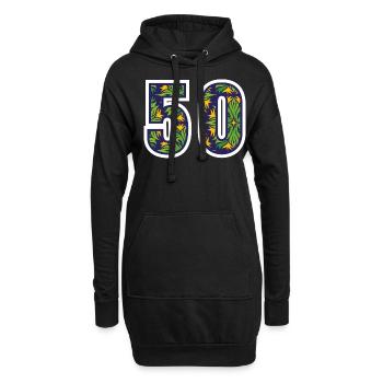 50 Zahl Grün - Hoodie-Kleid - Schwarz - Vorne