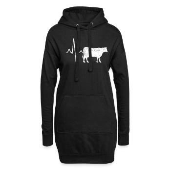 Battement de cœur de bœuf de vache - Sweat-shirt à capuche long Femme - noir - Devant