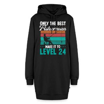 24 Fishing Level 24 Year Old Angler Fisherman - Hoodie-Kleid - Schwarz - Vorne