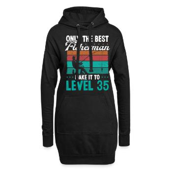 35 Fishing Level 35 Year Old Angler Fisherman - Hoodie-Kleid - Schwarz - Vorne