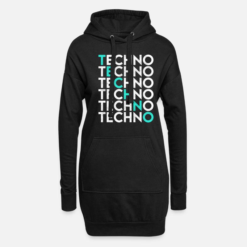 Techno - Hoodie-Kleid - Schwarz