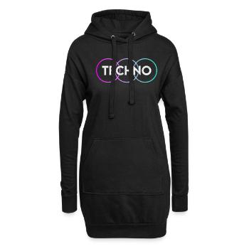 Techno - Sweat-shirt à capuche long Femme - noir - Devant
