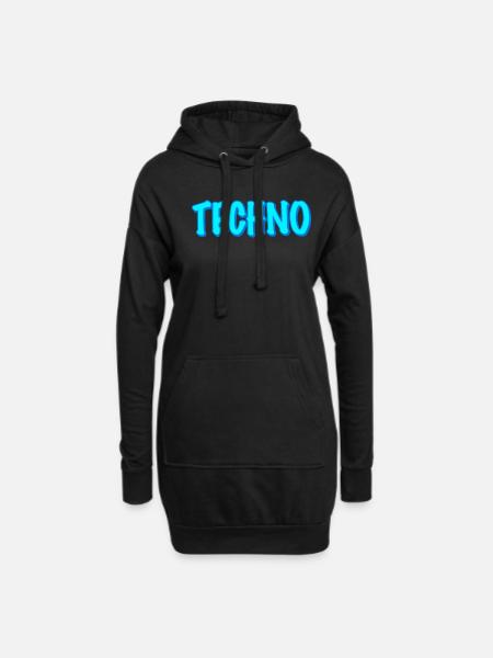Techno - Hoodie-Kleid - Schwarz