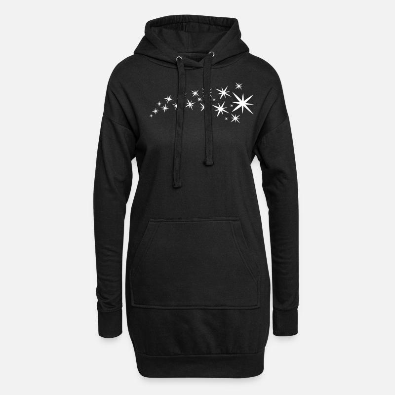 Weisse Sterne - Hoodie-Kleid - Schwarz