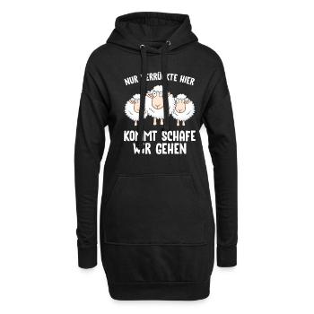 Nur Verrückte hier kommt Schafe wir gehen - Hoodie-Kleid - Schwarz - Vorne