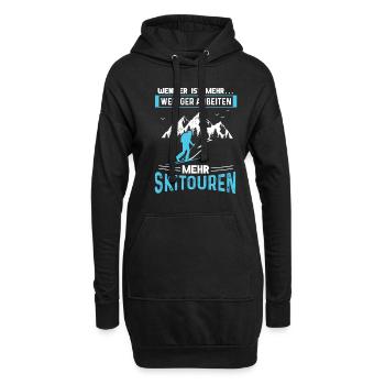 Weniger Arbeiten Mehr Skitouren Tourenski - Hoodie-Kleid - Schwarz - Vorne