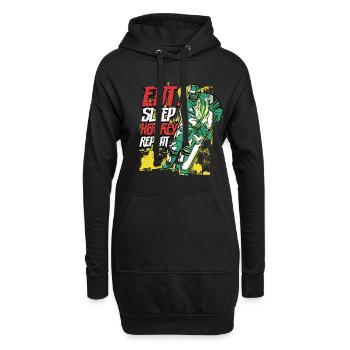 Manger sleep hockey Répéter le hockey sur glace - Sweat-shirt à capuche long Femme - noir - Devant