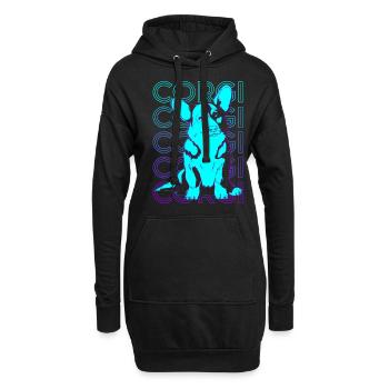 Corgi Retro Cadeau - Sweat-shirt à capuche long Femme - noir - Devant