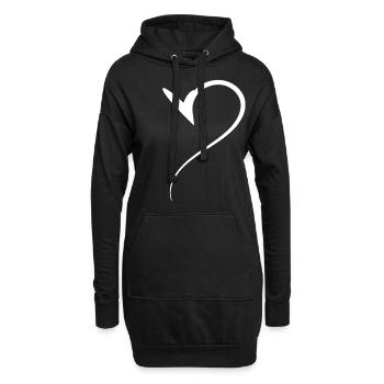 Halbes Herz Weisses Design - Hoodie-Kleid - Schwarz - Vorne