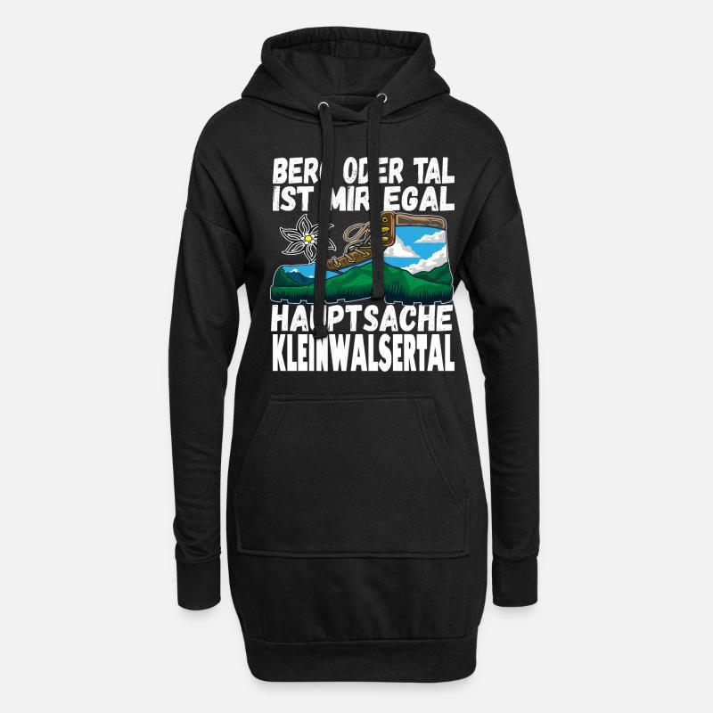 Berg oder Tal ist mir egal hauptsache - Hoodie-Kleid - Schwarz