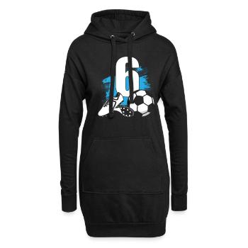 Fußball 6 Jahre alter Fußballer 6.Geburtstag - Hoodie-Kleid - Schwarz - Vorne