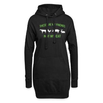 Dicton végétarien végétalien - Sweat-shirt à capuche long Femme - noir - Devant
