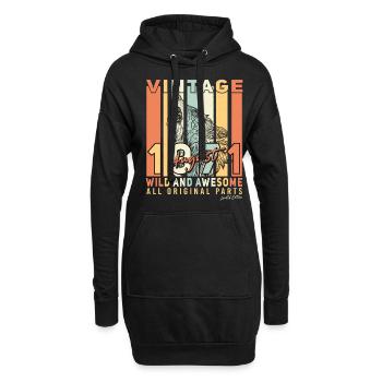 Retro 1971 August - Hoodie-Kleid - Schwarz - Vorne