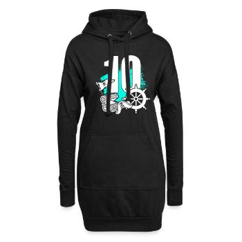 Pirat 10 Jahre alte Piraten Schatz 10. Geburtstag - Hoodie-Kleid - Schwarz - Vorne