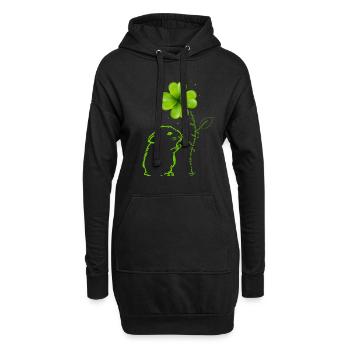 Tu es mon porte-bonheur hamster cloverleaf - Sweat-shirt à capuche long Femme - noir - Devant