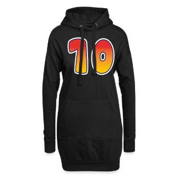 Zahl 10 Rot - Oranges Design - Hoodie-Kleid - Schwarz - Vorne