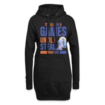 Funny Chess Player - Hoodie-Kleid - Schwarz - Vorne