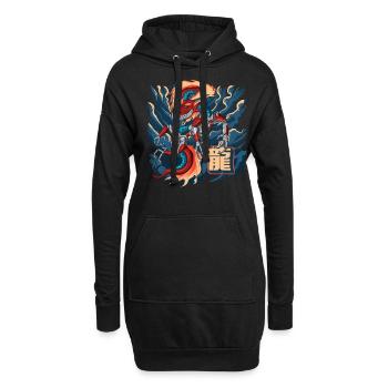 Cyborg Dragon Cyber-Punk Japonais Cyber-Esthétique - Sweat-shirt à capuche long Femme - noir - Devant