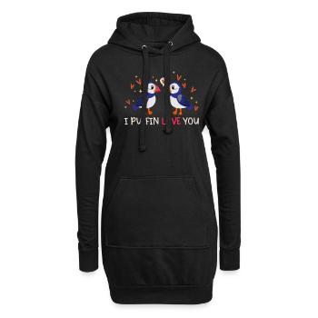I Puffin Love You Beziehung Herzen Liebe Seevögel - Hoodie-Kleid - Schwarz - Vorne