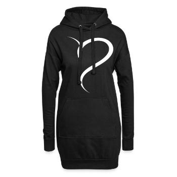 Halbes Weises Herz Simpel - Hoodie-Kleid - Schwarz - Vorne