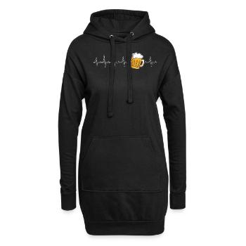 Bier Herzschlag Bier - Hoodie-Kleid - Schwarz - Vorne