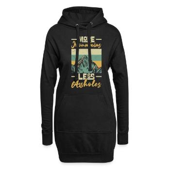 More Mountains Less Assholes Berge Wandern - Hoodie-Kleid - Schwarz - Vorne