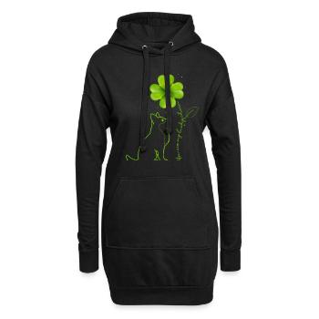 Du bist mein Glücksbringer Husky Kleeblatt - Hoodie-Kleid - Schwarz - Vorne