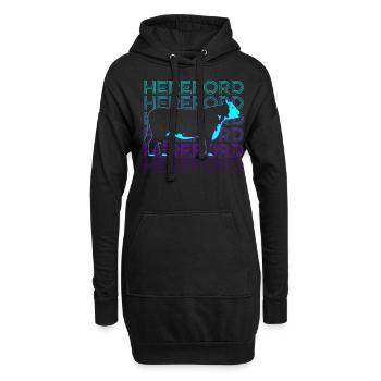 Hereford-Rinder Hereford-Kuh Farmer Retro - Hoodie-Kleid - Schwarz - Vorne