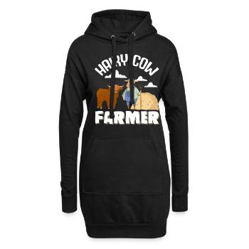 Vache bovine écossaise des Highlands - Sweat-shirt à capuche long Femme - noir - Devant