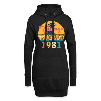 1981 August Retro - Hoodie-Kleid - Schwarz - Vorne