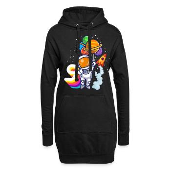Astronaut 9. Geburtstag Weltraum Jungen Geschenk - Hoodie-Kleid - Schwarz - Vorne