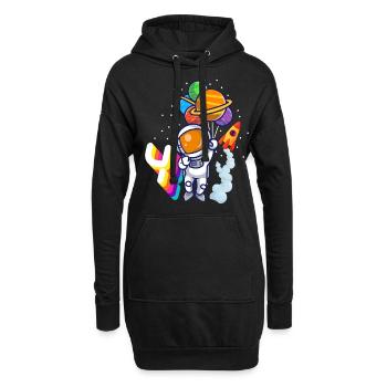 Astronaut 4. Geburtstag Weltraum Jungen Geschenk - Hoodie-Kleid - Schwarz - Vorne
