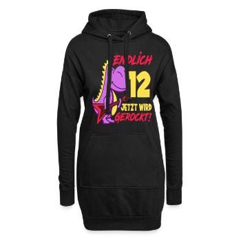 Dinosaurier 9. Geburtstag Gitarre Mädchen Geschenk - Hoodie-Kleid - Schwarz - Vorne