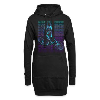 Mountainbiking MTB Biker Mountainbike Retro - Hoodie-Kleid - Schwarz - Vorne