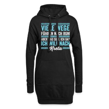 Ich will nach Kreta - Hoodie-Kleid - Schwarz - Vorne
