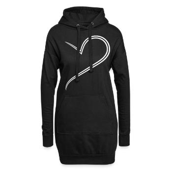 Simples Halbes Weises Herz - Hoodie-Kleid - Schwarz - Vorne