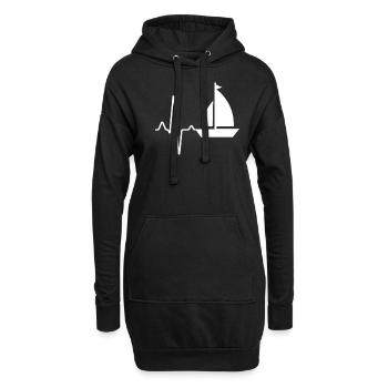 Segeln Herzschlag - Hoodie-Kleid - Schwarz - Vorne