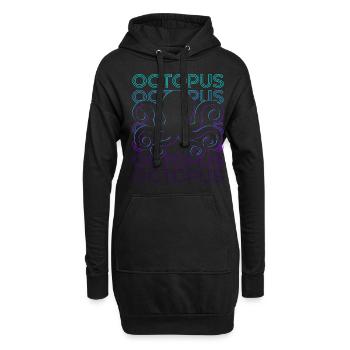 Oktopus Retro - Hoodie-Kleid - Schwarz - Vorne