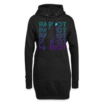 Papagei Retro - Hoodie-Kleid - Schwarz - Vorne