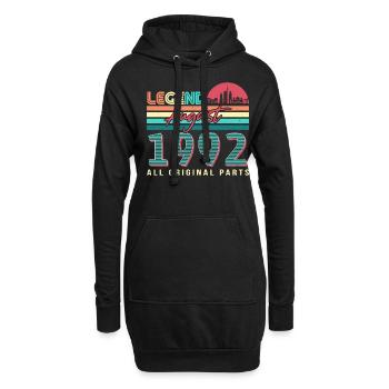 A l’âge de 30 août 1992 - Sweat-shirt à capuche long Femme - noir - Devant
