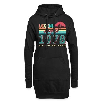 Rétro 1978 Août - Sweat-shirt à capuche long Femme - noir - Devant