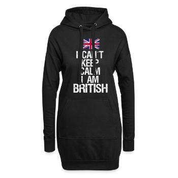 Je ne peux pas garder mon calme Je suis britannique - Sweat-shirt à capuche long Femme - noir - Devant