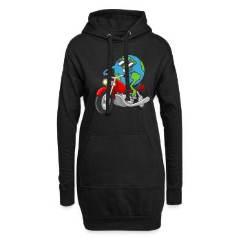 Erde fährt Motorrad Earth Day Umwelt Tag Der Erde - Hoodie-Kleid - Schwarz - Vorne