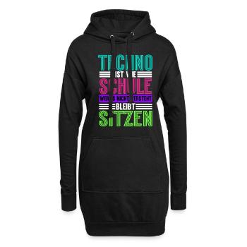 Techno Ist Wie Schule Techno - Hoodie-Kleid - Schwarz - Vorne