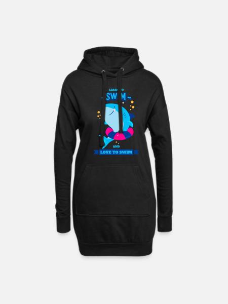 Schwimmen Lernen Learn To Swim And Love To Swim - Hoodie-Kleid - Schwarz