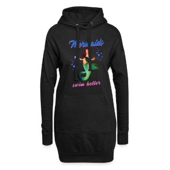 Schwimmen Spruch Lustig Mermaids Swim Better - Hoodie-Kleid - Schwarz - Vorne